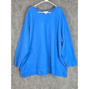 Woman Within Perfect Long Sleeve Blue Fleece Sweatshirt‎ Pullover Size 4X Casual